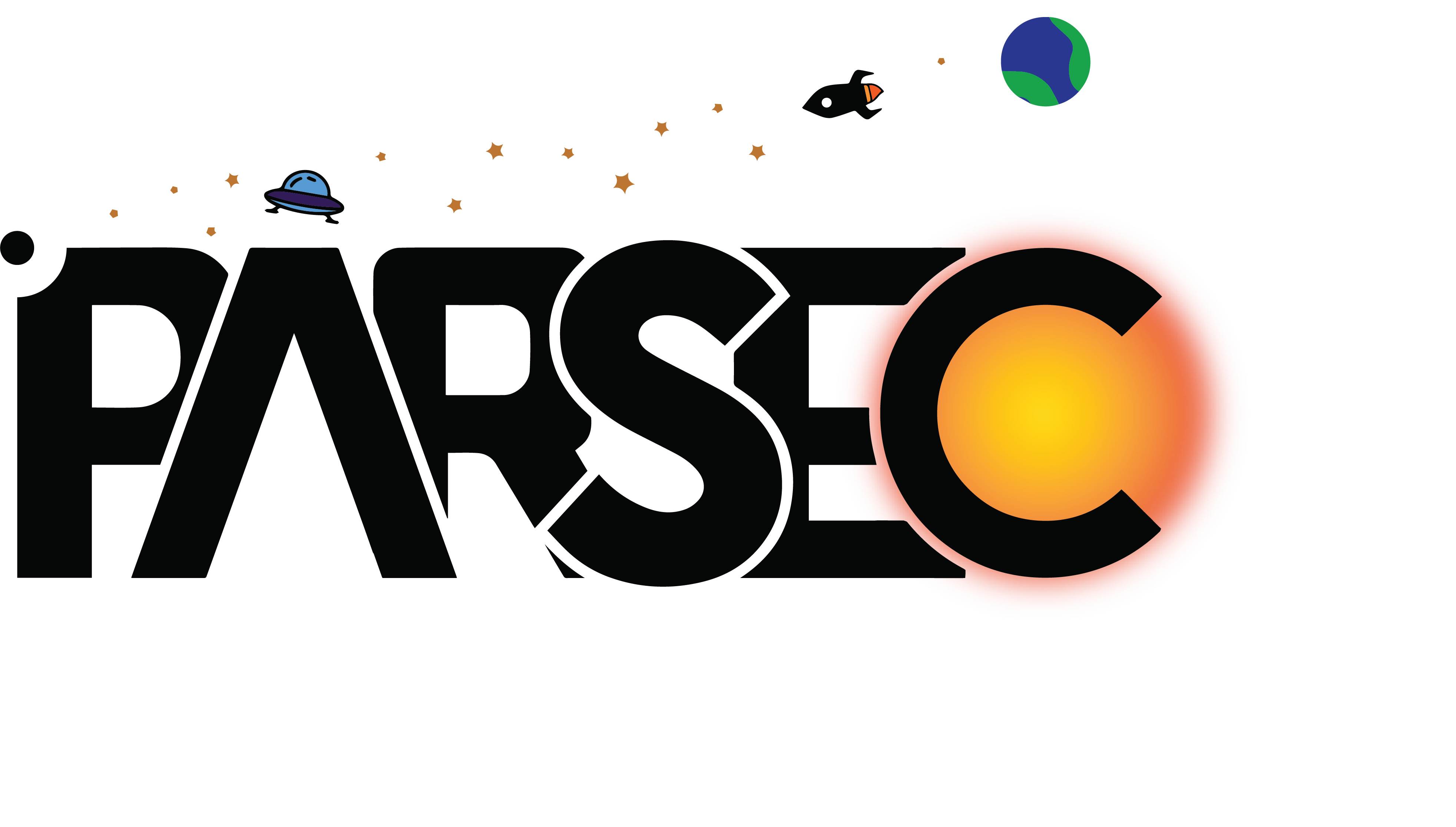 PARSEC Black Doodle Orange Logo